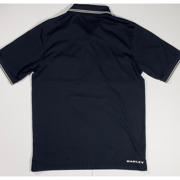 Oakley Performance Skull Tag Black Polo Shirt Quick Dry Logo Golf Mens Size Med - Picture 4 of 8